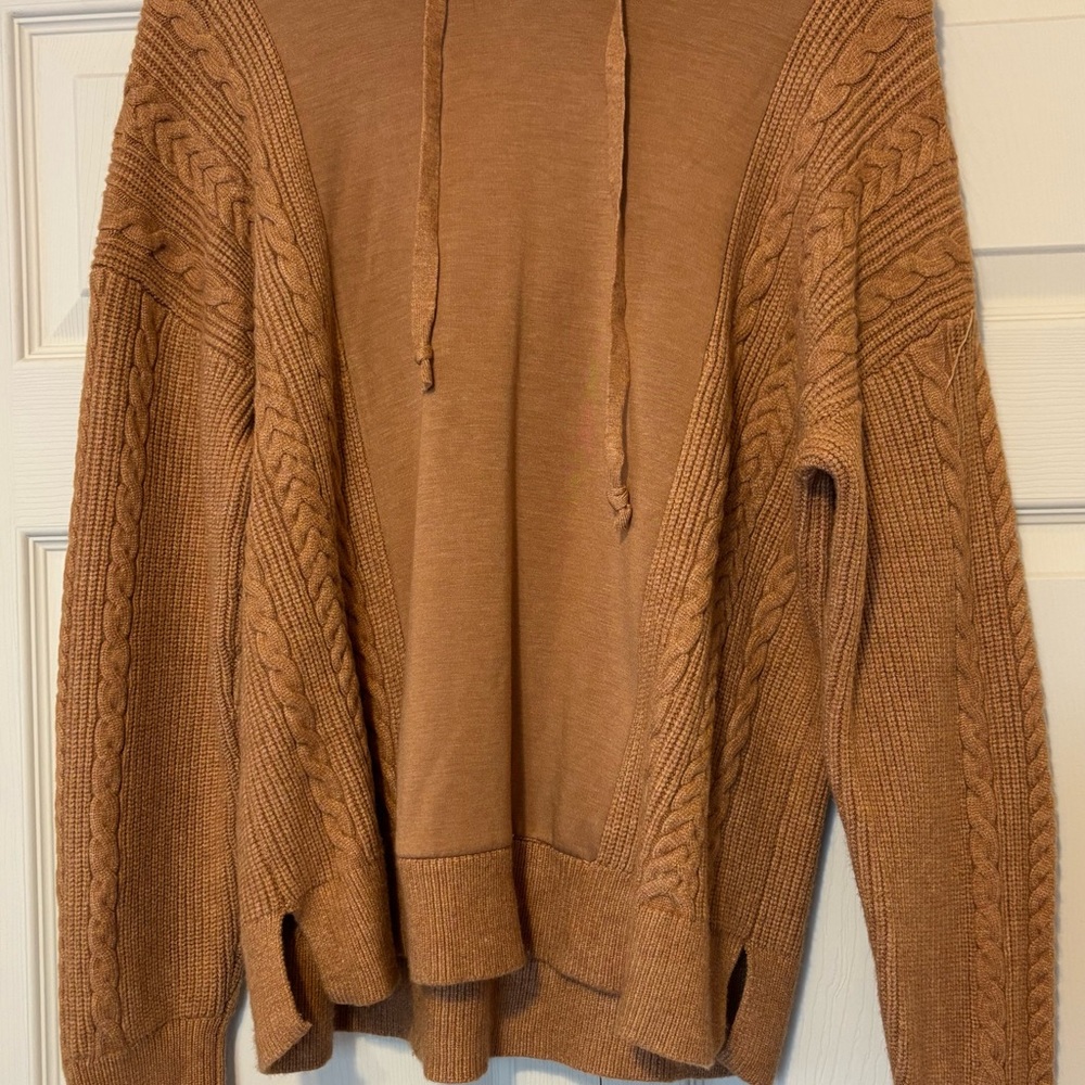 Lou & Grey Brown Crewneck Sweater Cable Knit